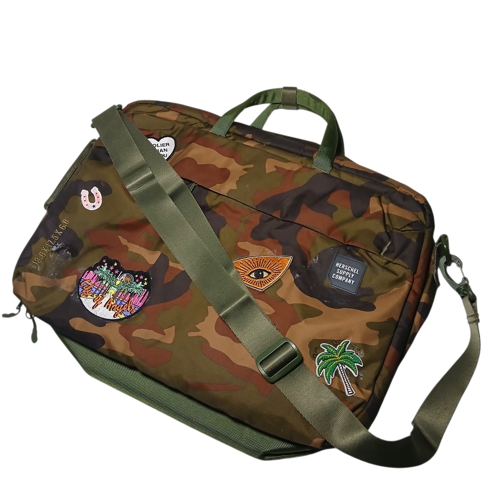 Herschel Supply Company Camouflage Messenger Bag with Patches